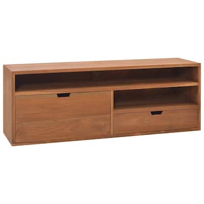 vidaXL TV Cabinet 43.3"x11.8"x15.7" Solid Teak Wood - 43.3" x 11.8" x 17.7" - 43.3" x 11.8" x 17.7"