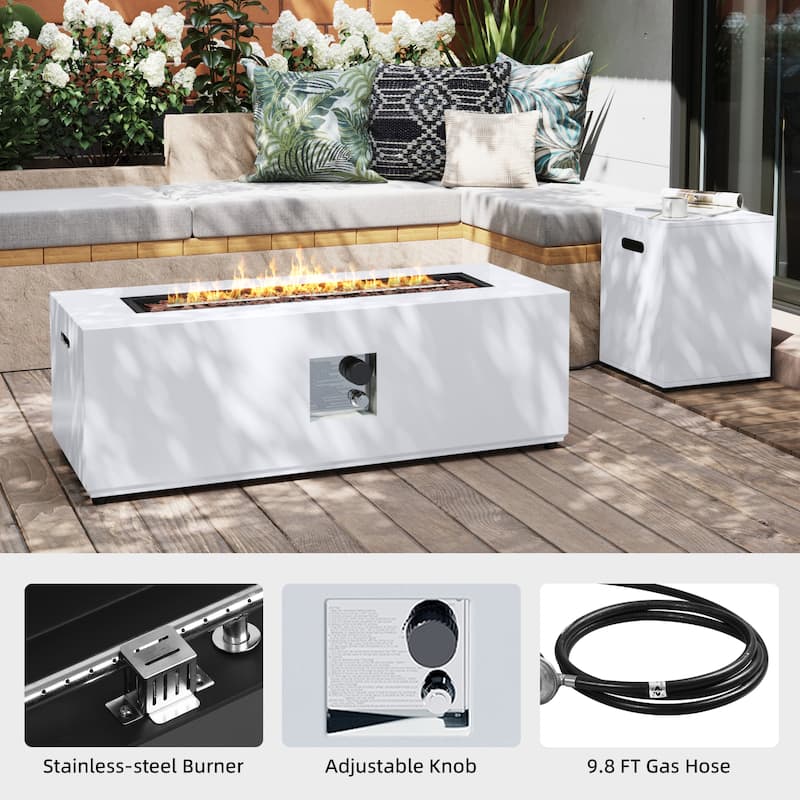 Patio Watcher Outdoor 42in. Iron Fire Pit Table with Propane Tank Cover