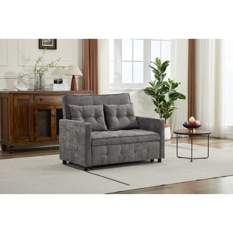 Pull-Out Sofa Bed Daybed, Lounge Chaise Loveseat with Adjustable Backrest, Convertible Sleeper Sofa with USB Charging