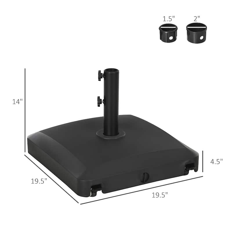 Outsunny Patio Umbrella Base with Wheels, 53lbs Water or 66lbs Sand Filled, Heavy Duty Outdoor Umbrella Stand Holder