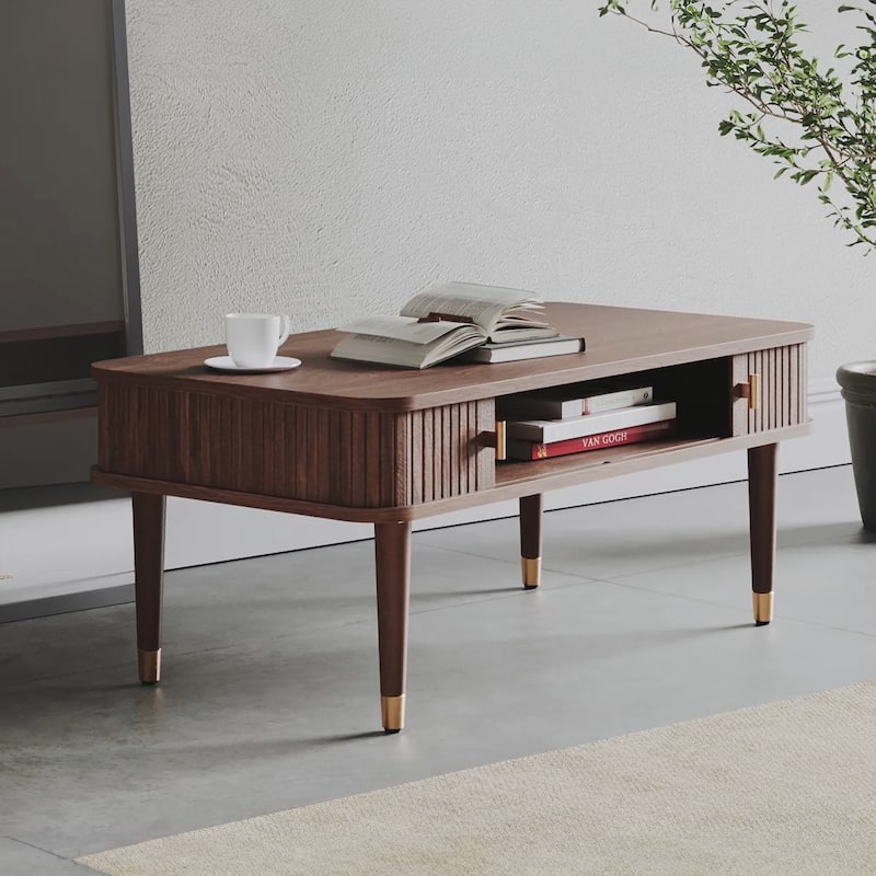 Studio London Murray American Walnut Coffee Table with Storage Wooden