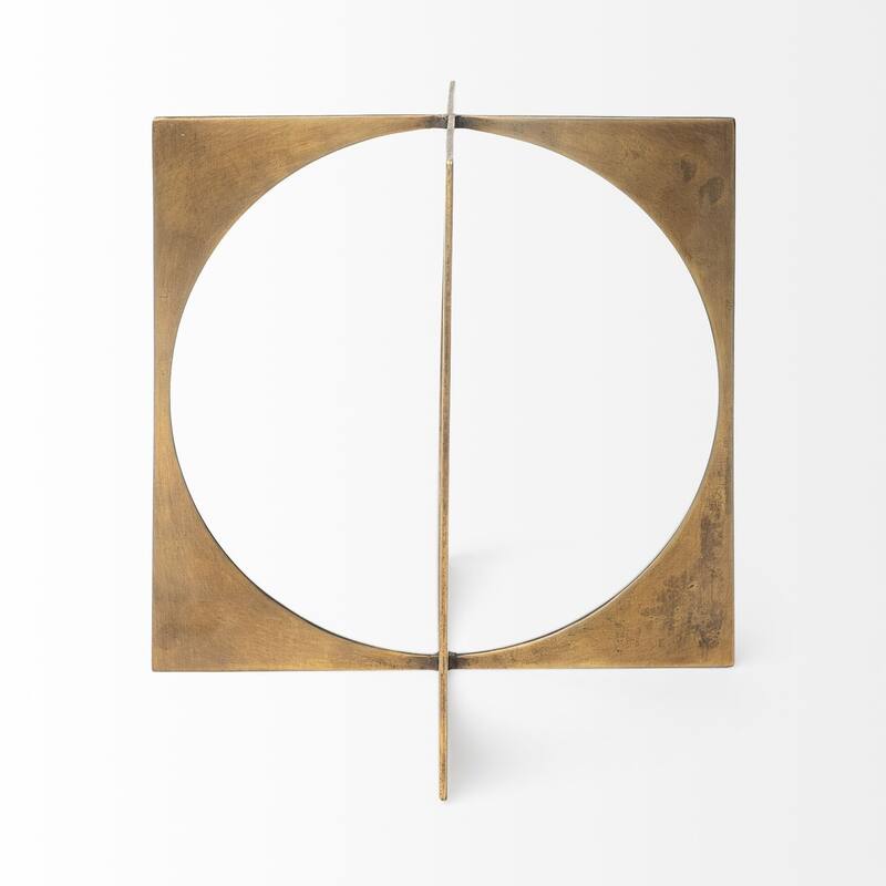 Burnished Gold Metal Circle Square Sculpture