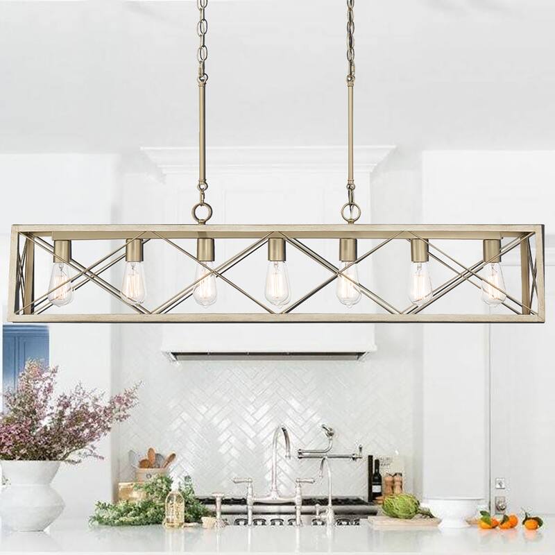 7-Light 48In Linear Modern Farmhouse Kitchen Chandelier - 48''