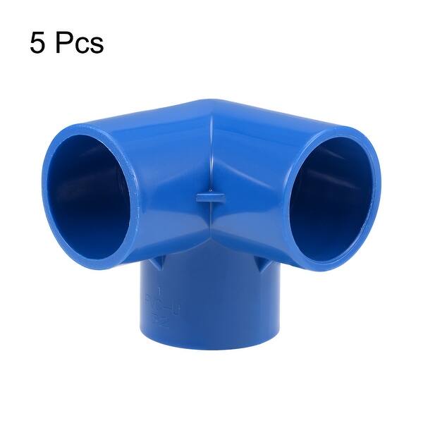 3Way Elbow PVC Fitting, 32mm Socket, Tee Corner Fittings Blue 5Pcs