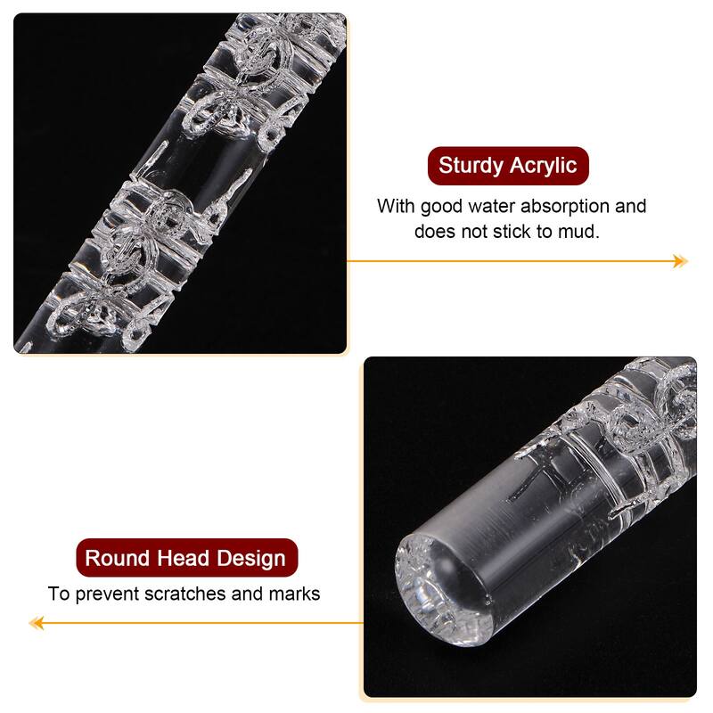 Acrylic Embossed Rolling Pin 16cm x 1cm Small Musical Note Pattern - Transparent