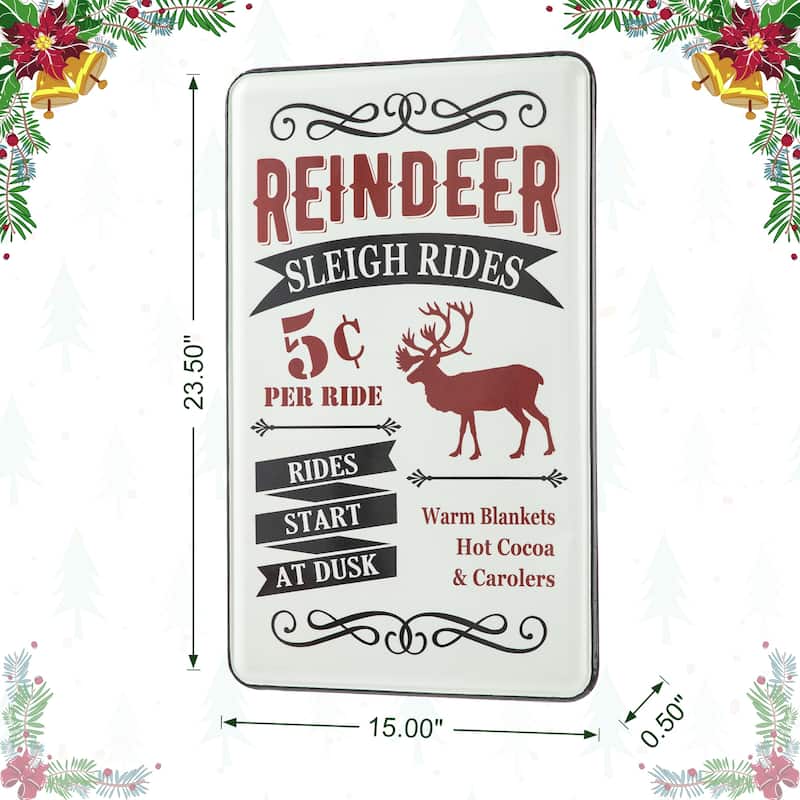 Glitzhome Christmas Farmhouse Metal Reindeer Wall Sign Decor