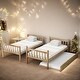 preview thumbnail 56 of 70, Twin Over Twin Rubber Wood Bunk Bed with Trundle, Convertible into 2 Twin Size Beds,with Ladder and Safety Guardrails