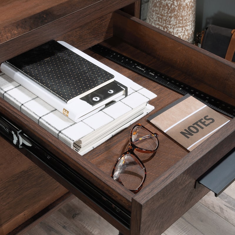 Wood Modern Computer Desk with Spacious Desktop and 4 drawers, Brown