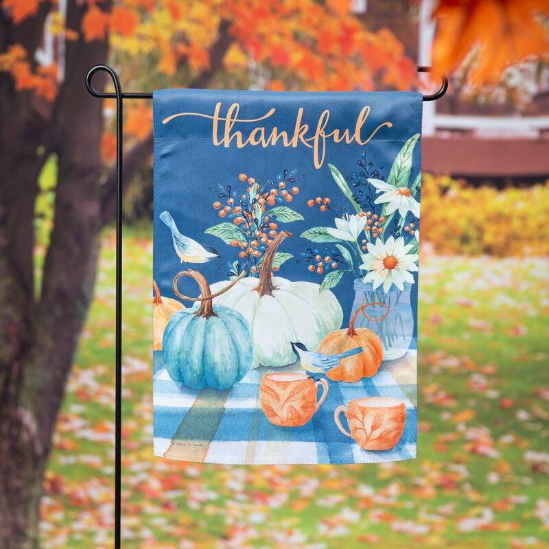 Thankful Harvest Suede Garden Flag
