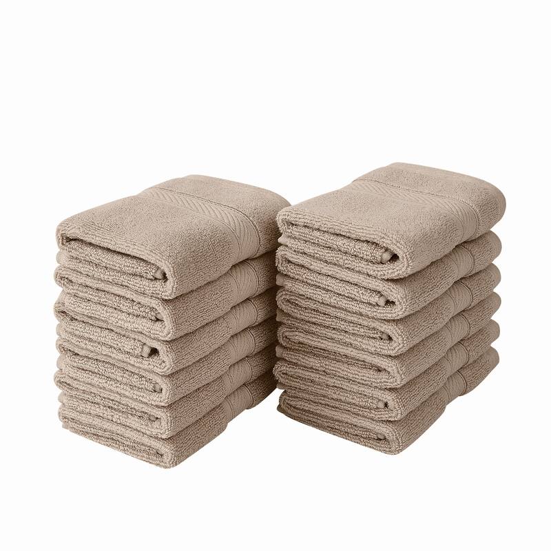 Royal Velvet Regal Plush Towel Collection - 12 Wash Cloths - Beige