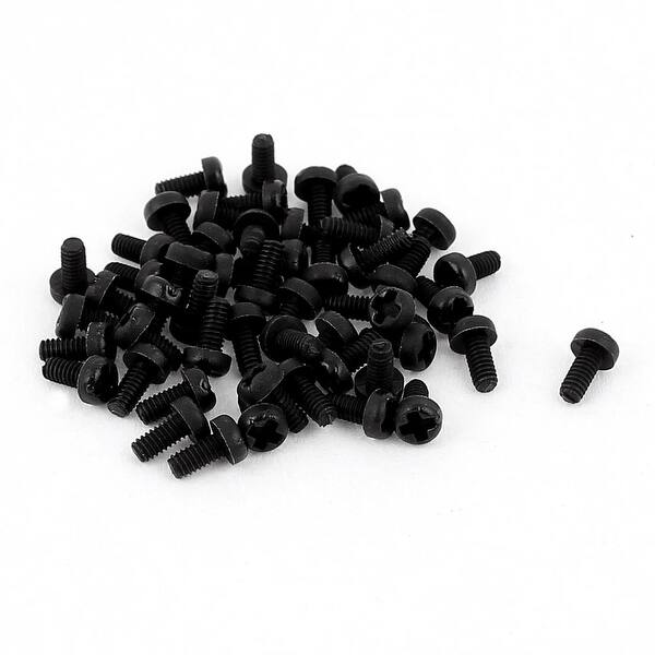 M2 x 4mm Nylon Phillips Cross Pan Head Machine Screws Black 50 PCS