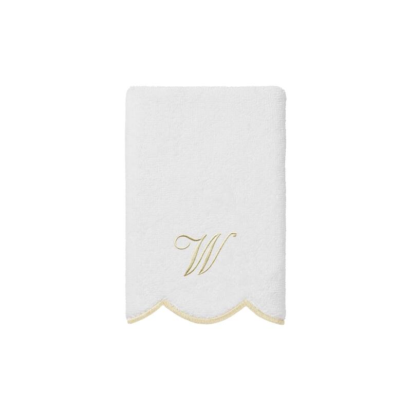 Authentic Hotel and Spa 100% Turkish Cotton Beige ADORNIA Scallop Personalized 3 Piece Towel Set - 3 Piece Set
