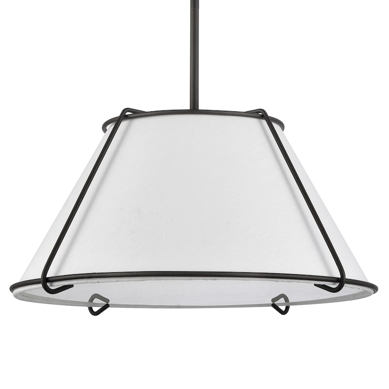 Elk Home Regalia Satin Nickel With White Linen Shade 1 Light Pendant - 18''