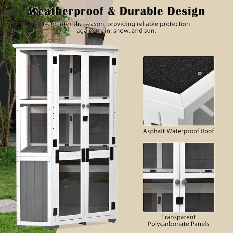 Garden Shed Storage Shed with Lockable Door and Adjustable Shelves, Weatherproof Asphalt Roof, Adjustable Foot Pads