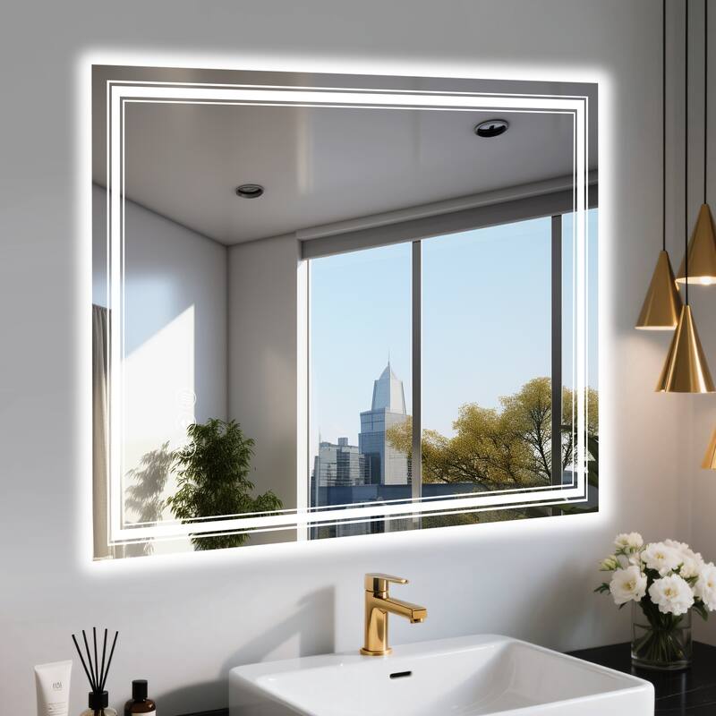40x32 Inch Frameless LED Bathroom Mirror,Smart Mirror - White