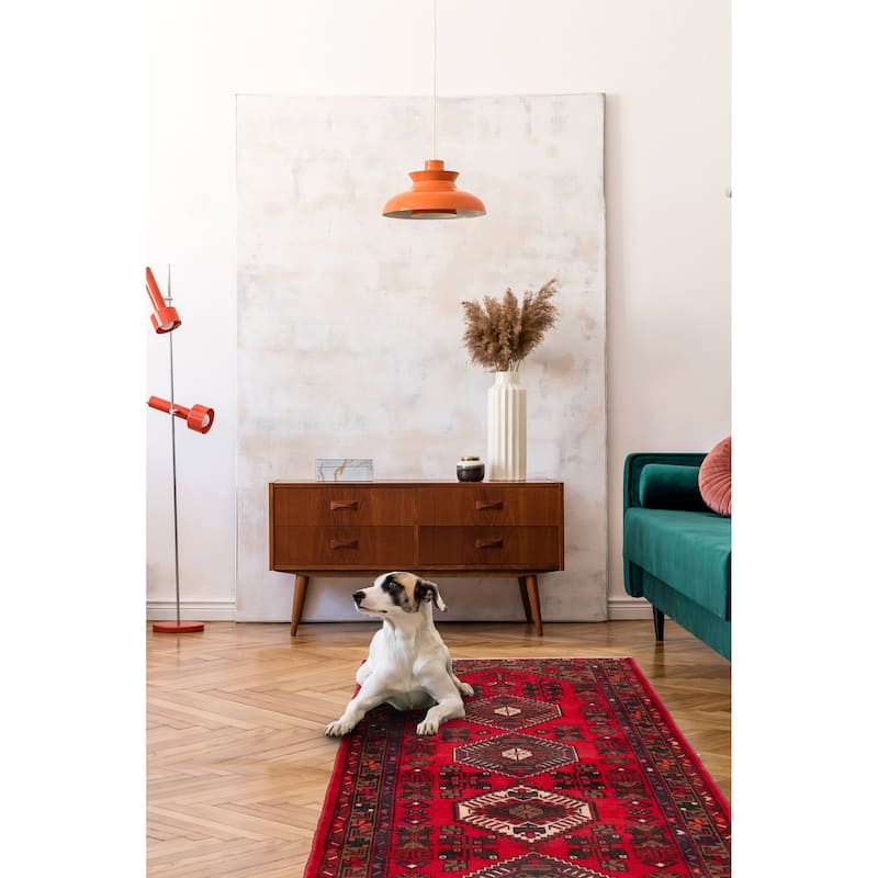 ECARPETGALLERY Hand-knotted Andelz Red Wool Rug - 3'4 x 9'4