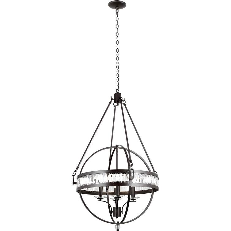Crystal Orb Pendant Light Bohemian 4-Light Oil Bronze or Silver Luxury Chandelier - N/A