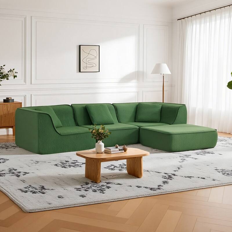Spruce & Spring Compressed Modular Sectional Boneless Sofa for Living Room - Moss Green