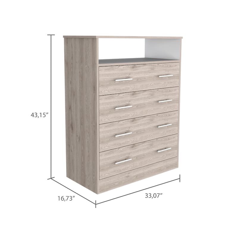 Dover 4-Drawer Rectangle Dresser Light Gray