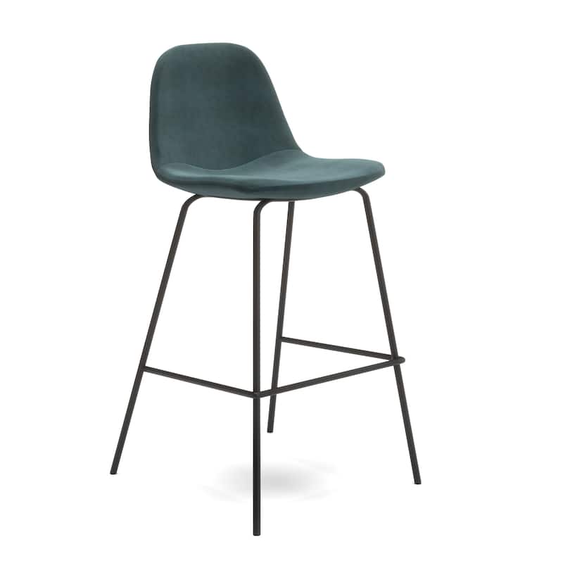 Maxine Velvet Counter Height Stools Black Legs (Set of 2) - Ocean Velvet