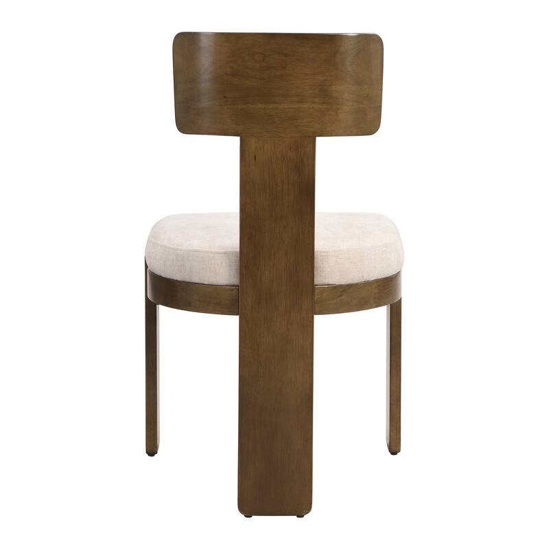 Fabric Dining Chairs Set of 2, T-Back Upholstered Dining Room Chairs with Rubber Wood Legs, Living Room Chairs