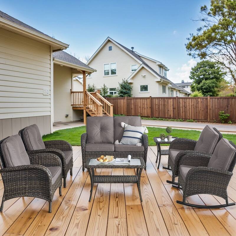 Outdoor Rocker Chair with Sofa Chair - Grey - Light Grey - Light Grey - Blue