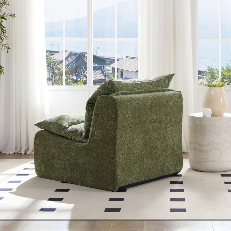 Accent Armless Chair Lazy Floor Seating, Single Sofa Lounger Leisure Accent Single Couch with Backrest for Living Room,