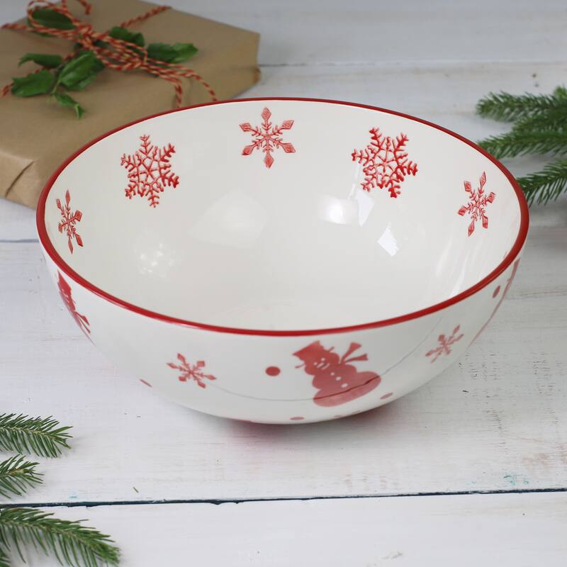 Euro Ceramica Winterfest 11' Round Serving Bowl