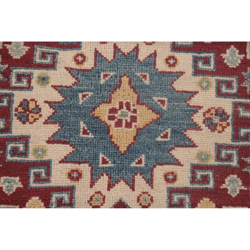 Light Blue Traditional Kazak Area Rug Hand-Knotted Wool Carpet - 6'10" x 10'0"