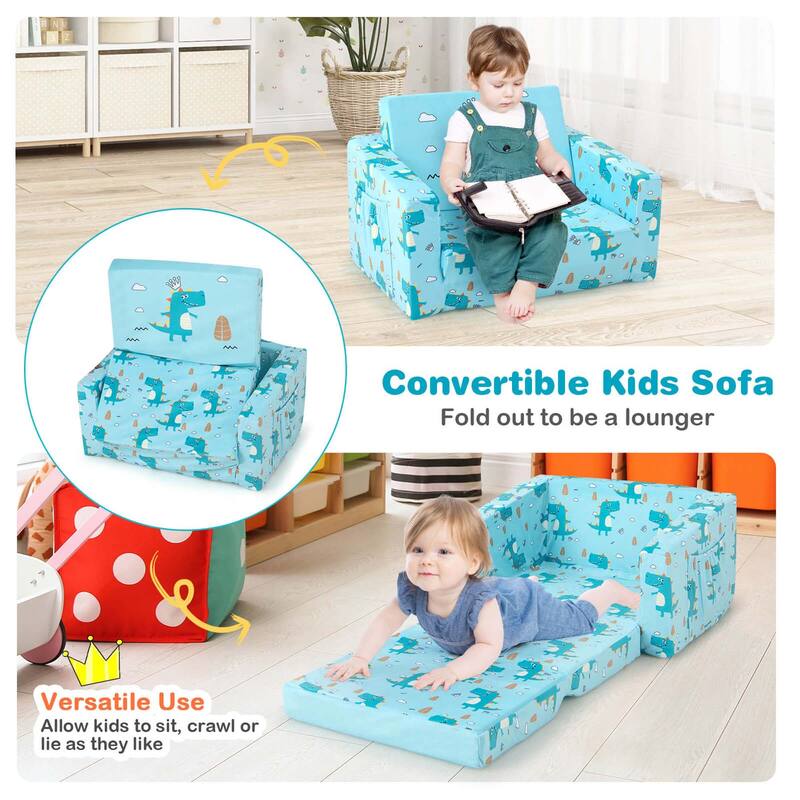 Costway 2-in-1 Convertible Kids Sofa Children Flip-Out Lounger Couch - See Details