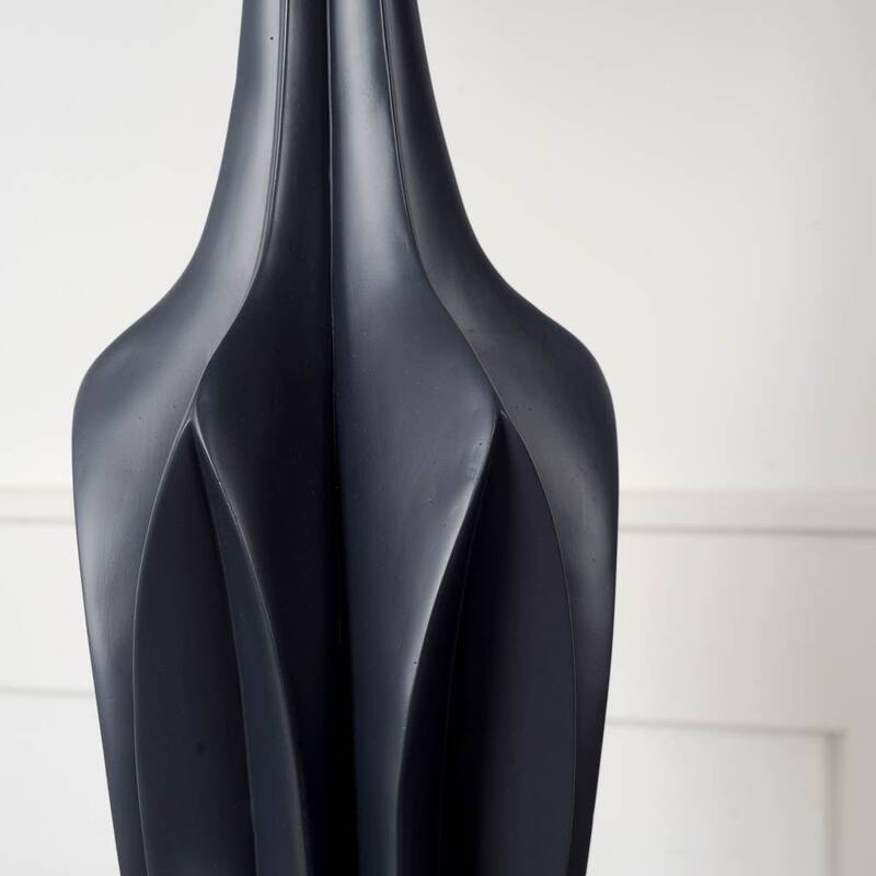 Bravar III 30" Gray-Blue Resin Base w/ Gray Fabric Shade Table Lamp - 7.0L x 7.0W x 29.0H