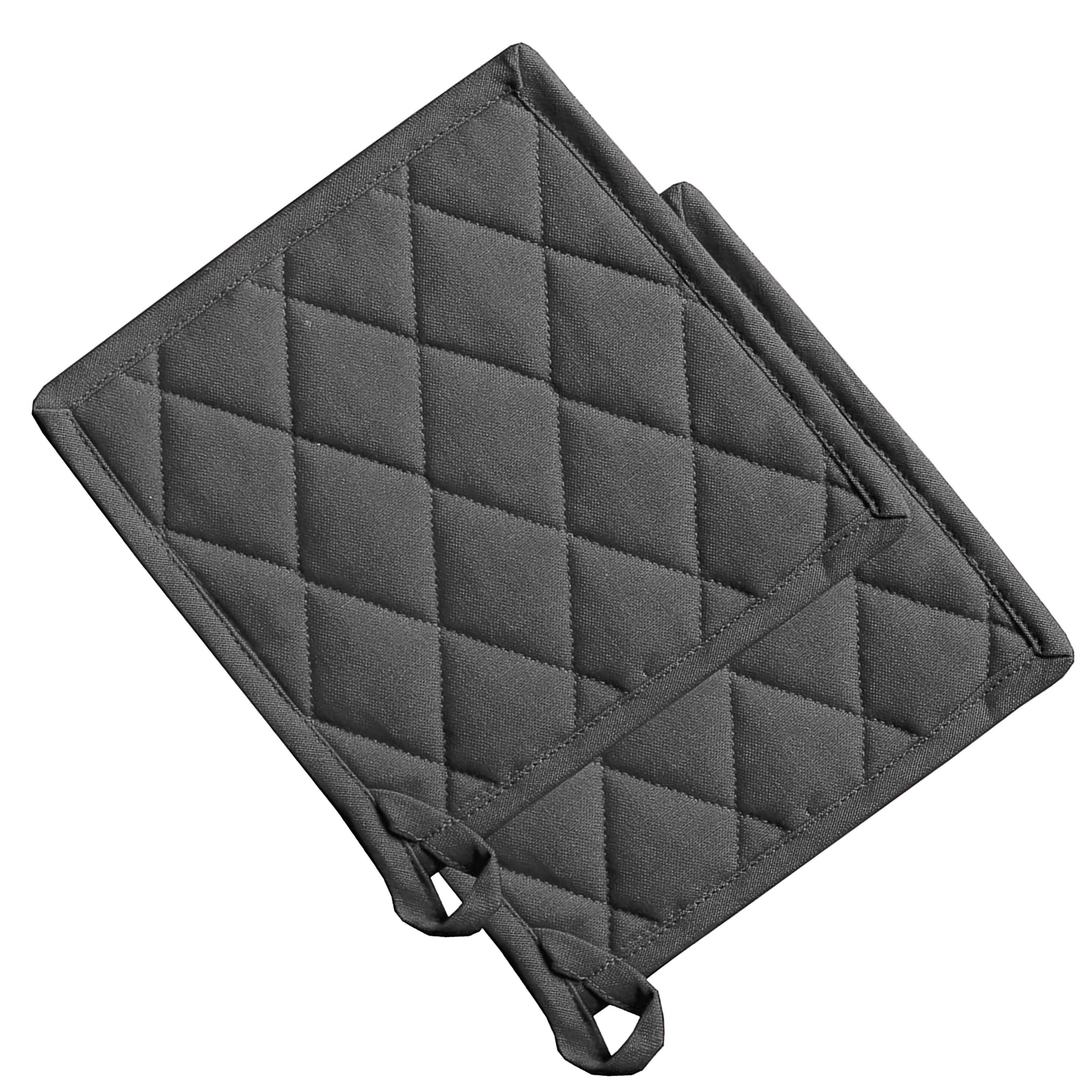 Grey Heat Resistant Thick Soft Quilted Lining Kitchen Potholder Pot