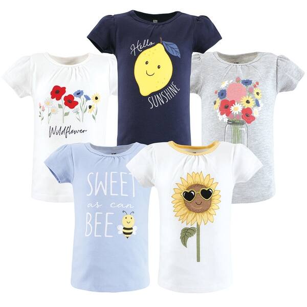 slide 1 of 1, Hudson Baby Infant Girl Short Sleeve T-Shirts, Wildflowers 12-18 Months - Wildflowers