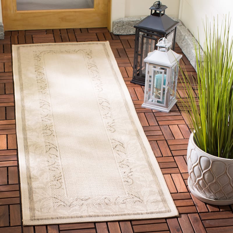 SAFAVIEH Courtyard Irmhilde Indoor/ Outdoor Waterproof Patio Backyard Rug - 2'3" x 6'7" Runner - Natural/Brown