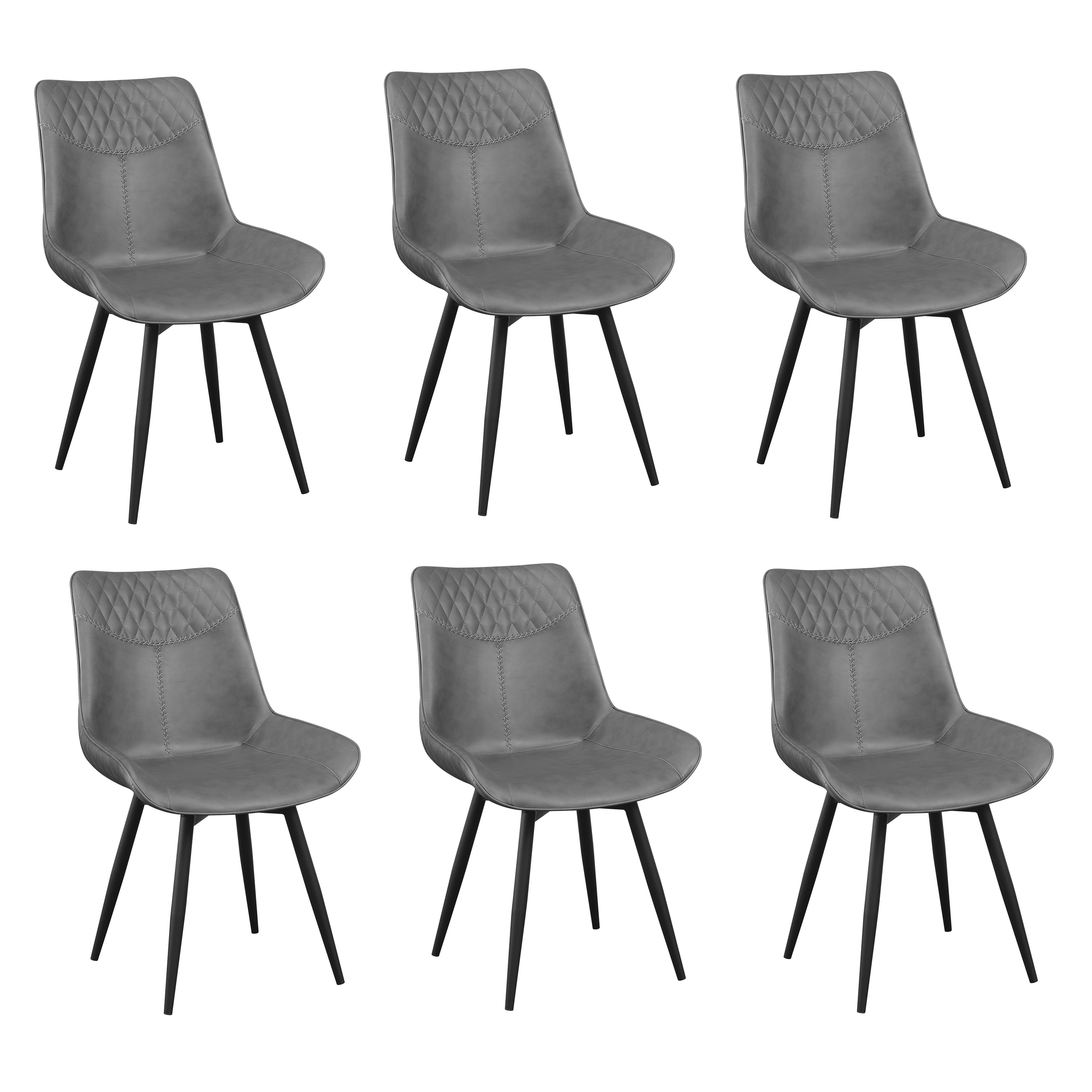 Blakely Grey and Black Upholstered Dining Chairs Set of 6 Bed
