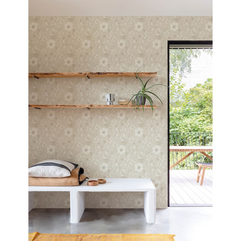 Chesapeake Liora Beige Floral Trail Wallpaper