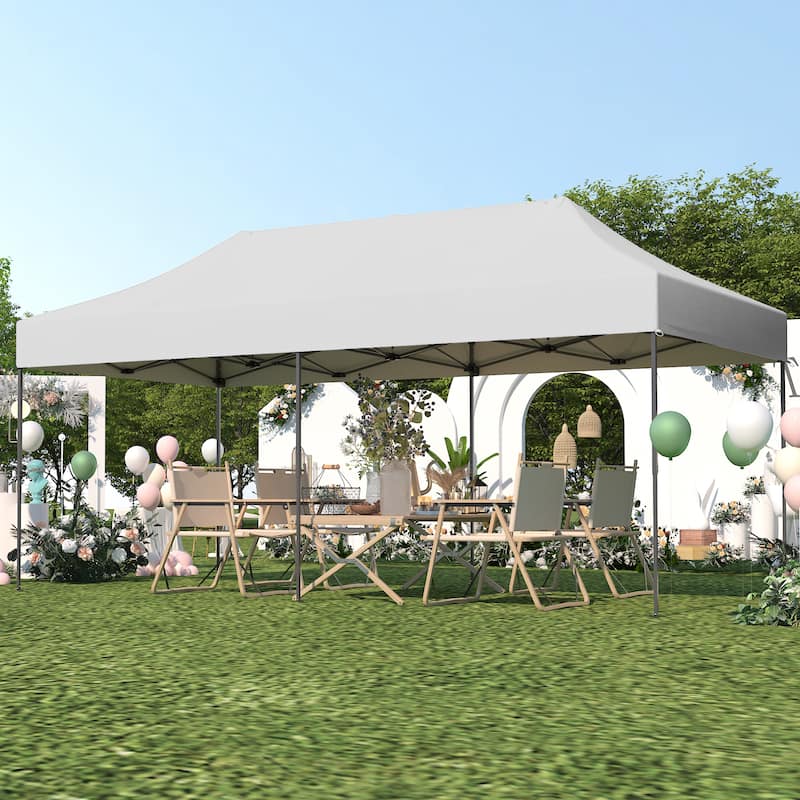 Ainfox 10x20 Heavy Duty Pop up Canopy Tent,Outdoor Shade Instant Folding Event Gazebo with Wheeled Bag