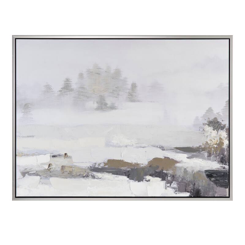 Serene Silhouettes, Hand-painted Canvas Wall Art - 47 x 35 - 47"x1.5"x35" - Grey