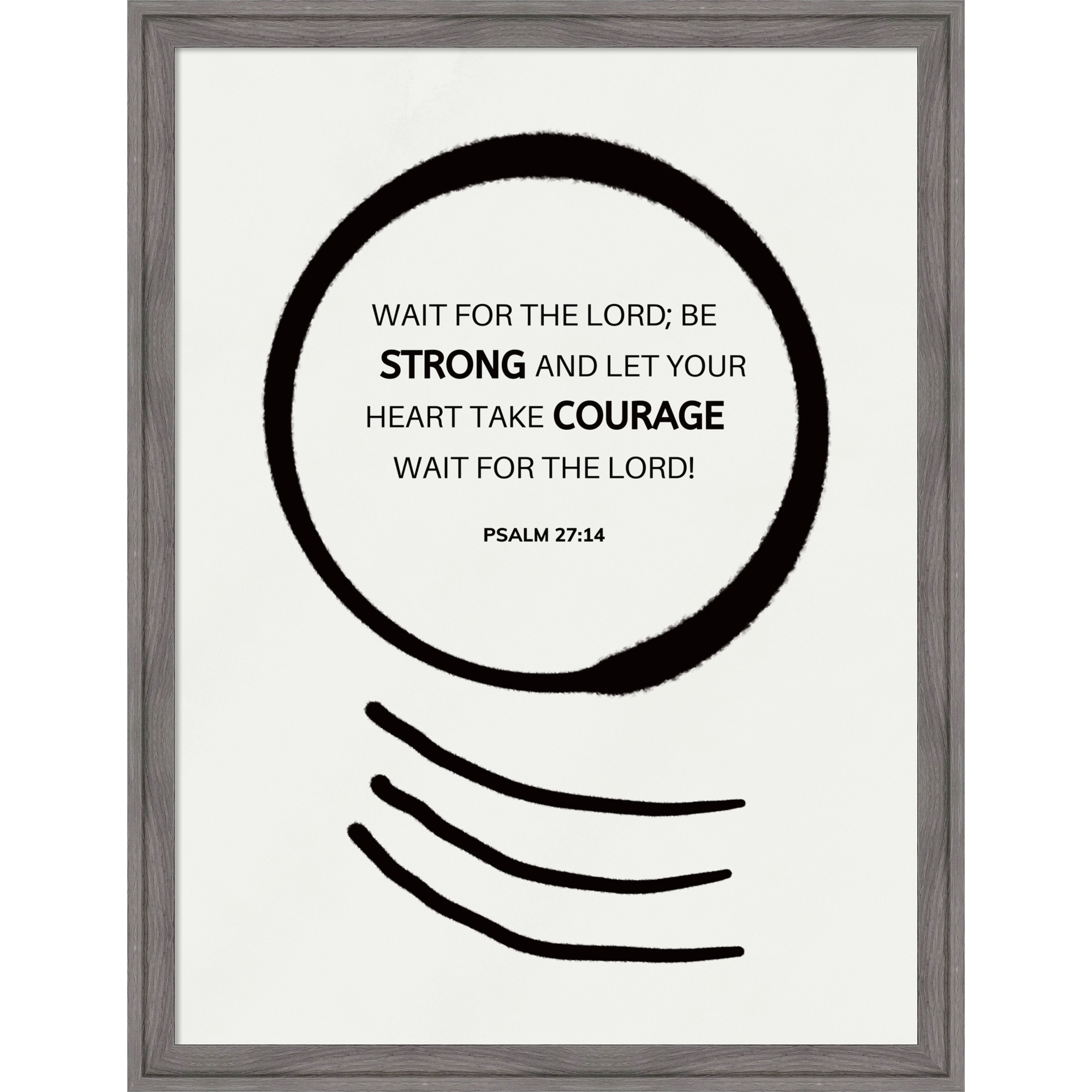 Bible Scripture Psalm 27 14 Christian Art by Little Dean Framed Mounted Canvas Wall Art Print