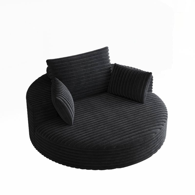 360 Degree Swivel Chair Corduroy Chenille Foam Single Sofa