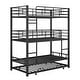 preview thumbnail 9 of 18, Metal Twin Triple Bunk Bed with Trundle & Guardrails, Black