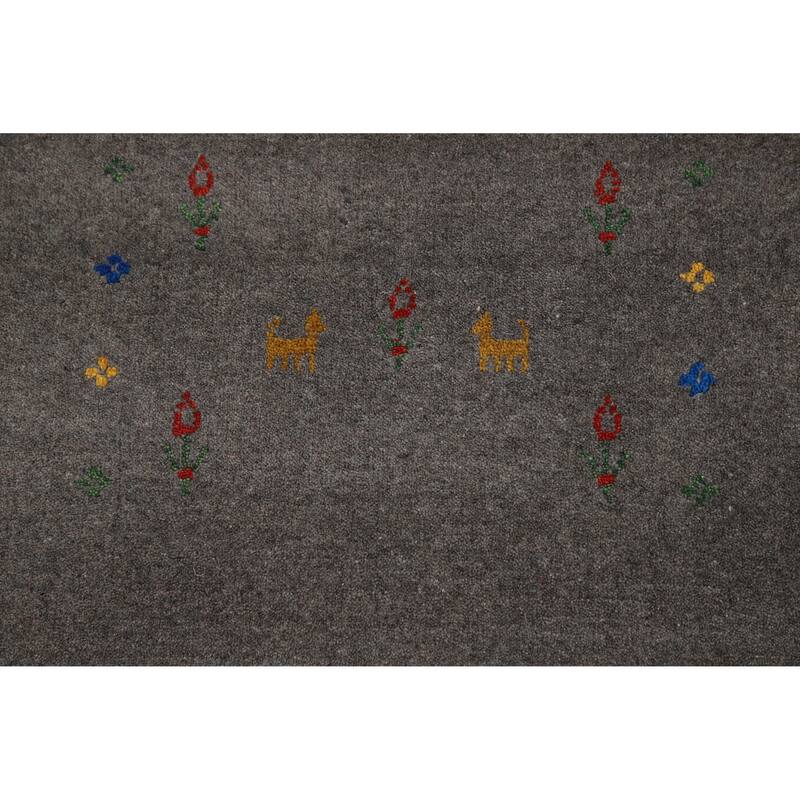 Tribal Gray Gabbeh Oriental Area Rug Handmade Wool Carpet - 8'2" x 9'11"