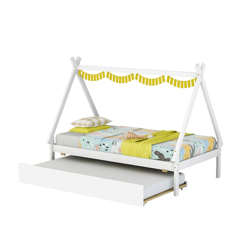 Twin size Tent Floor Bed with Trundle