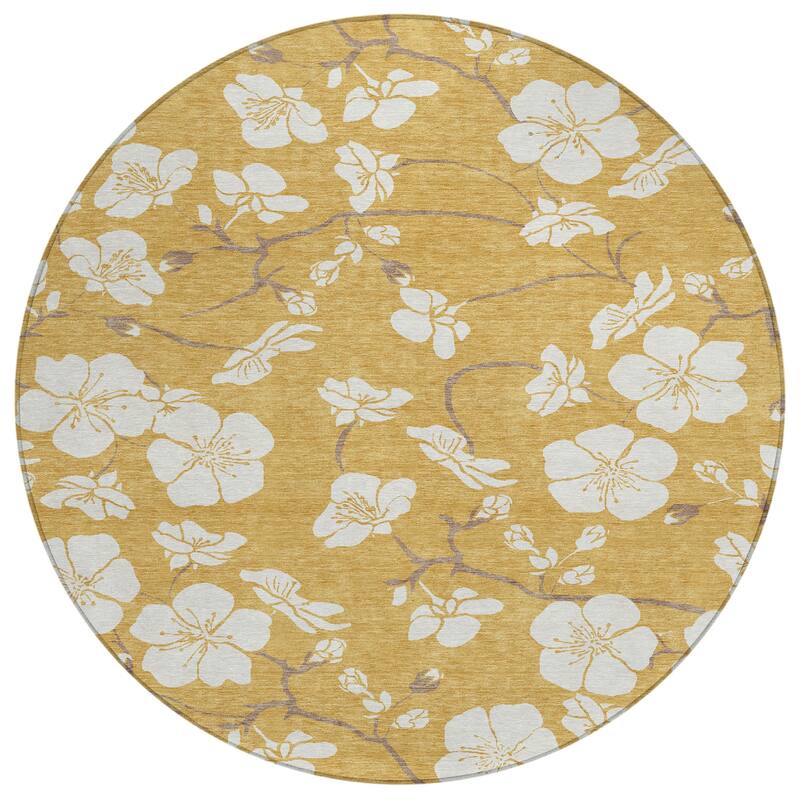 Machine Washable Indoor/ Outdoor Calm Floral Chantille Rug