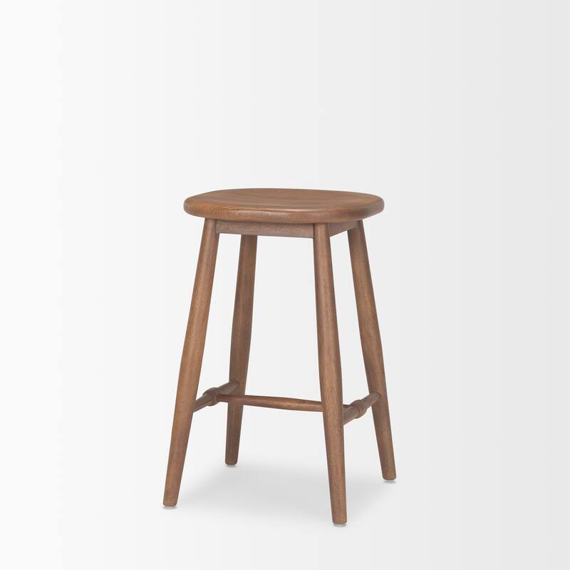 Ernest Medium Brown Wood Counter Stool - 16.5L x 16.5W x 26.0H