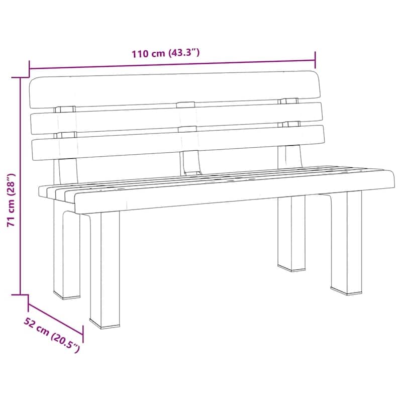 vidaXL Garden Bench Outdoor Bench Seat Balcony Patio Park Bench Polypropylene - 20.5 x 43.3 x 28.0