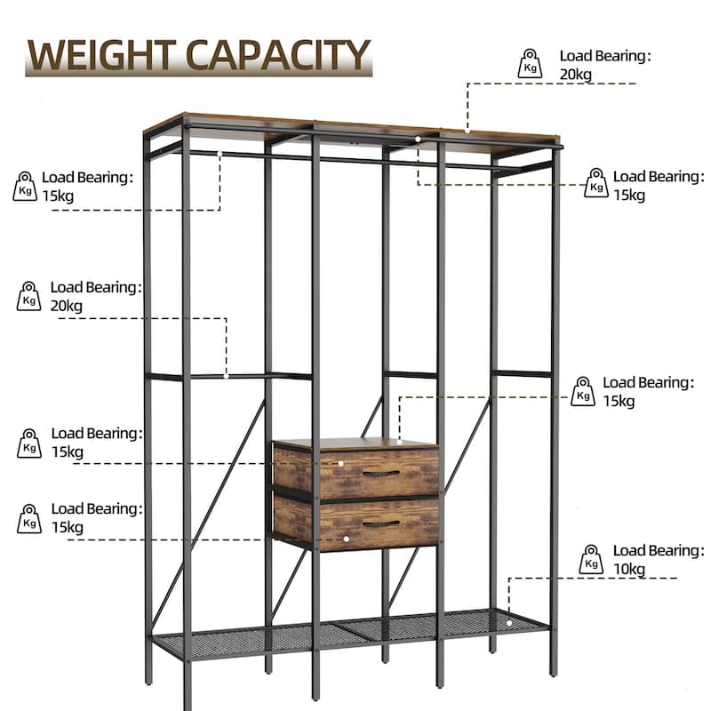 Large Heavy Duty Clothes Rack Organizer Stand Portable Wardrobe with Dust-proof Cover
