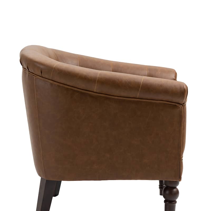 Alina Modern Tufted Tub Barrel Faux Leather Accent Chair