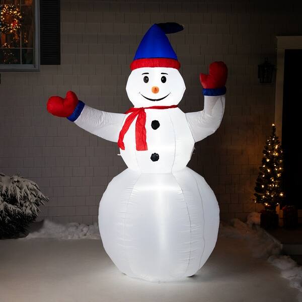 8' Animated Inflatable Lighted Standing Snowman Christmas Yard Decor ...
