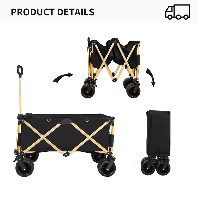 Collapsible Utility Wagon - 360° Rotating Wheels, Steel Frame, 200 lb Load, Compact Storage